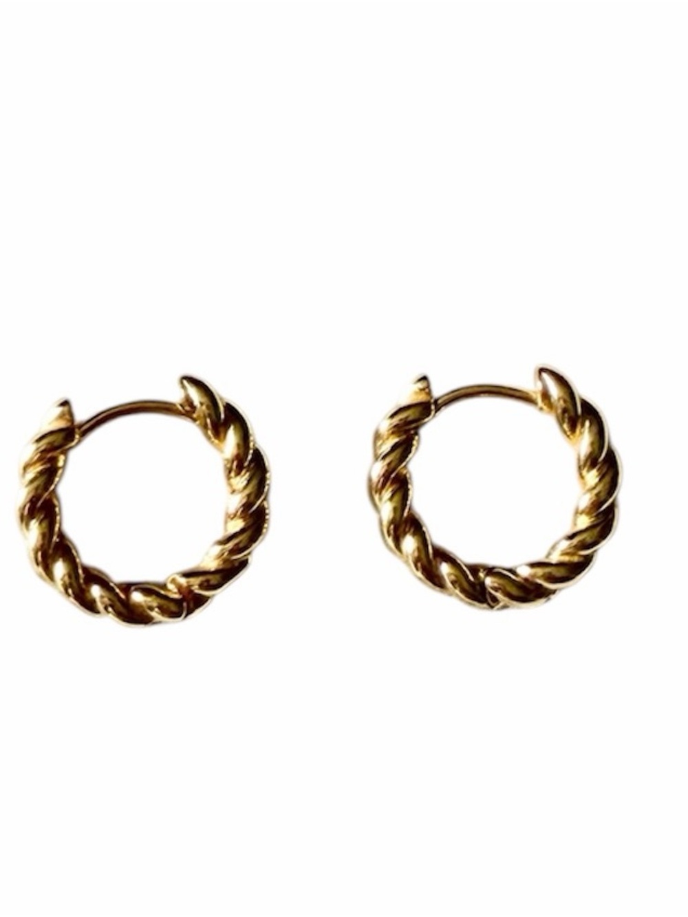 Gold Twisted Hoop Earrings - Women's Jewelry - Picture 2 of 3